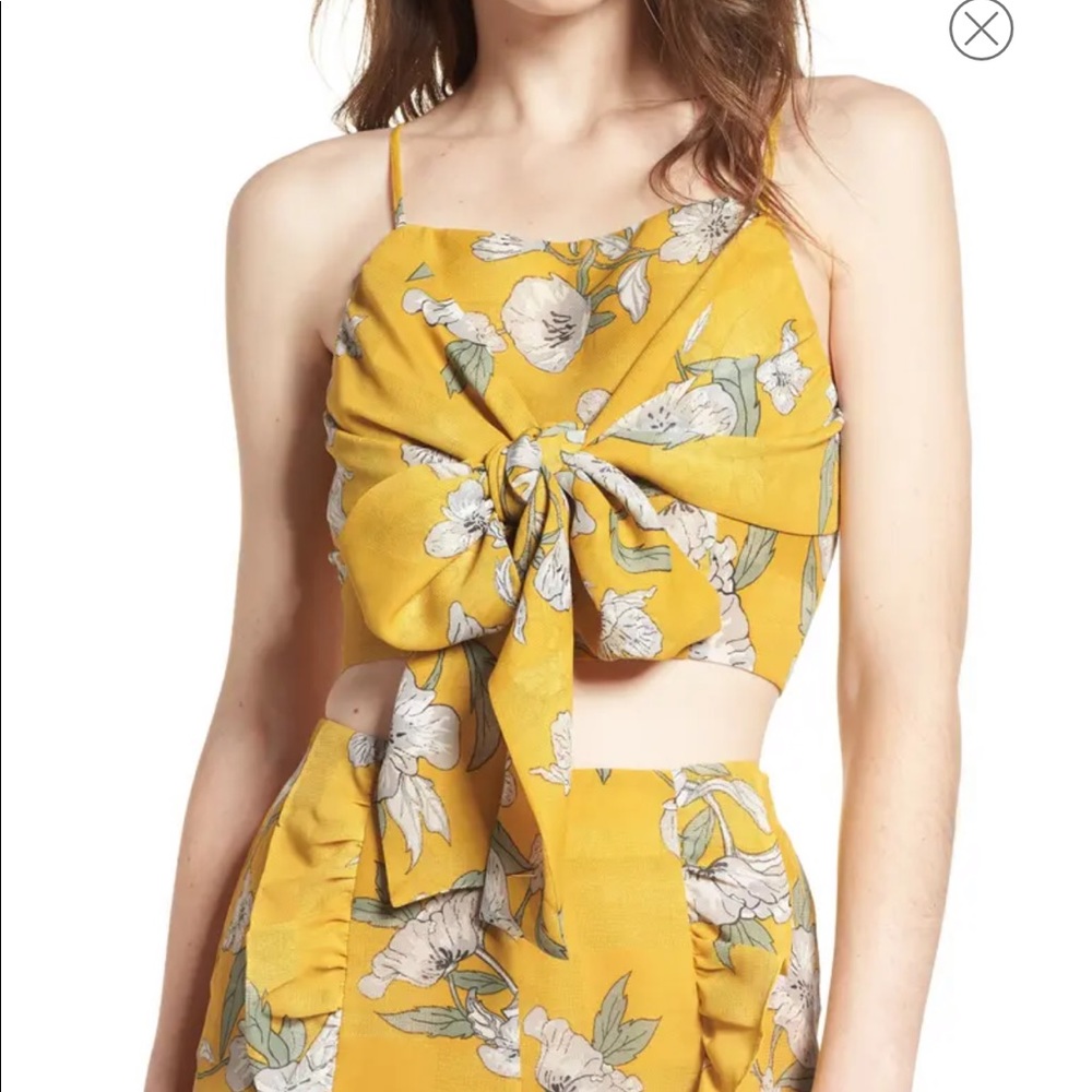 Chriselle x J.O.A Tie Front Crop Top